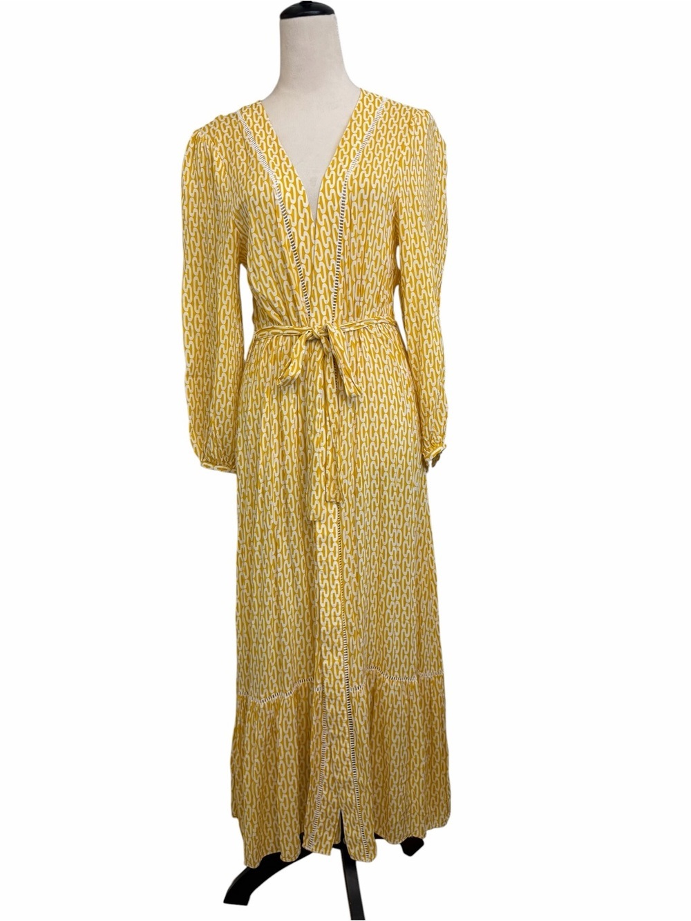Paloma Blue Butter Yellow Printed Wrap Maxi Dress with Tie Waist